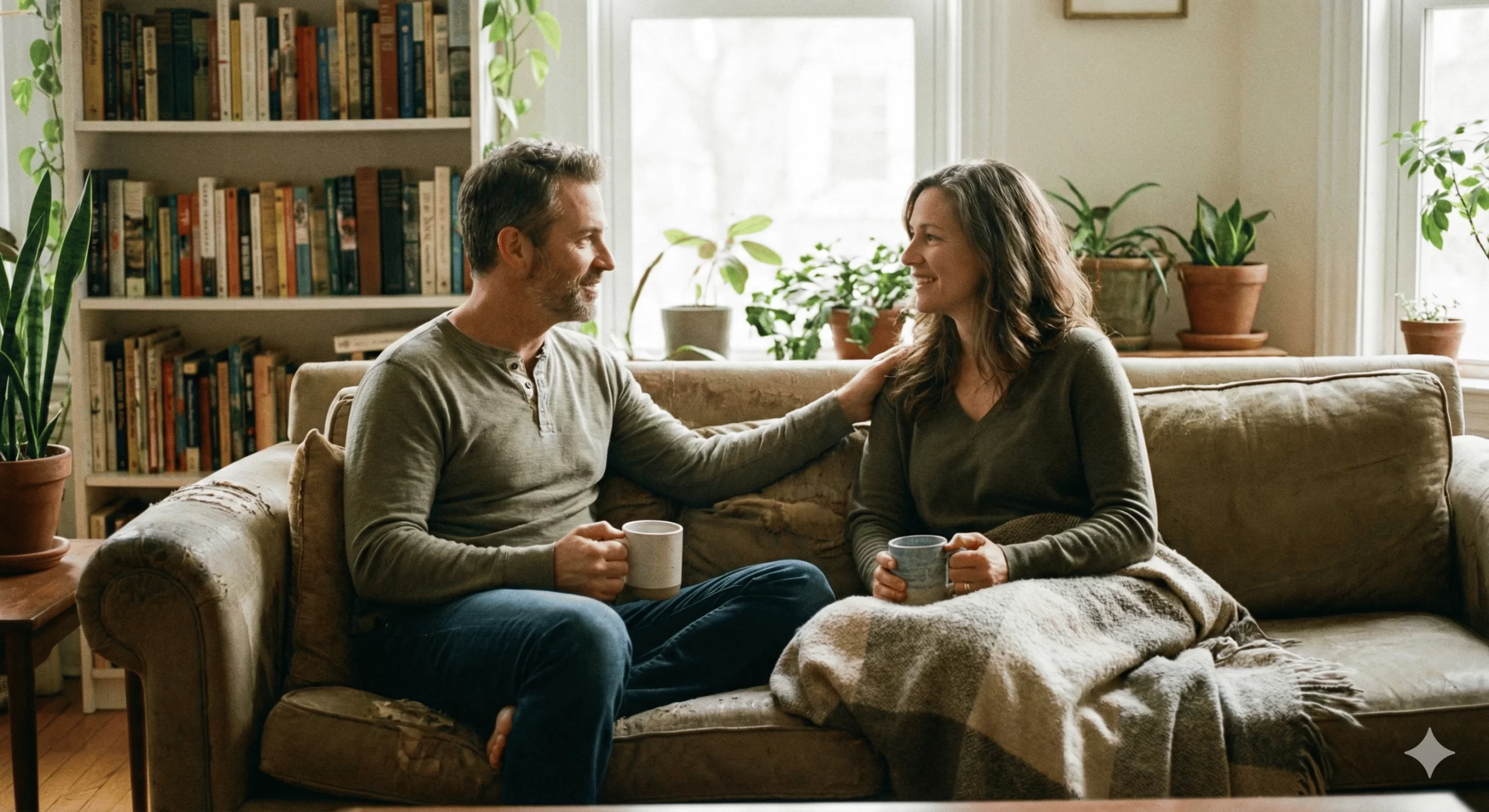 Casal praticando comunicação assertiva em conversa respeitosa